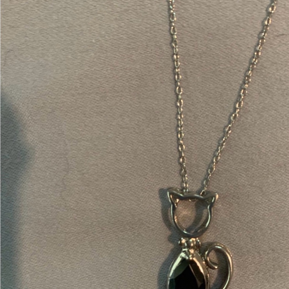 Sterling Silver /Onyx CatNecklace